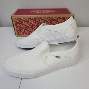 Vans Asher Canvas True White Slip On Sneakers Womens 10 VN0A32QMI7Q
